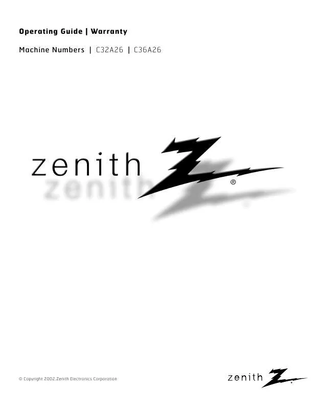 Mode d'emploi ZENITH C32A26