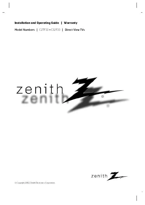 Mode d'emploi ZENITH C32F33