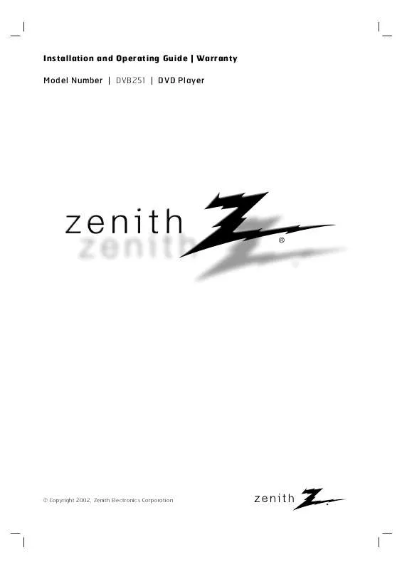 Mode d'emploi ZENITH DVB251