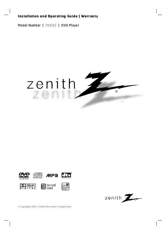 Mode d'emploi ZENITH DVB312