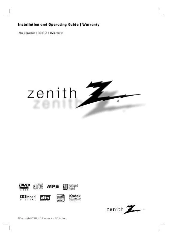 Mode d'emploi ZENITH DVB412