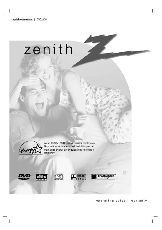 Mode d'emploi ZENITH DVD2200