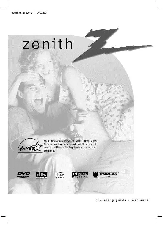 Mode d'emploi ZENITH DVD2250