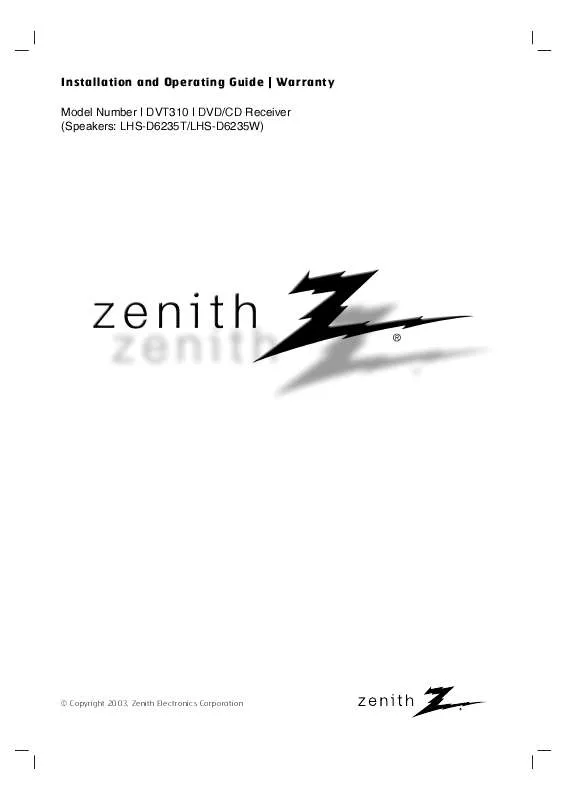 Mode d'emploi ZENITH DVT310