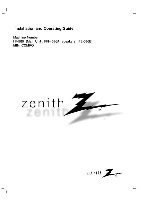 Mode d'emploi ZENITH FFH-586A