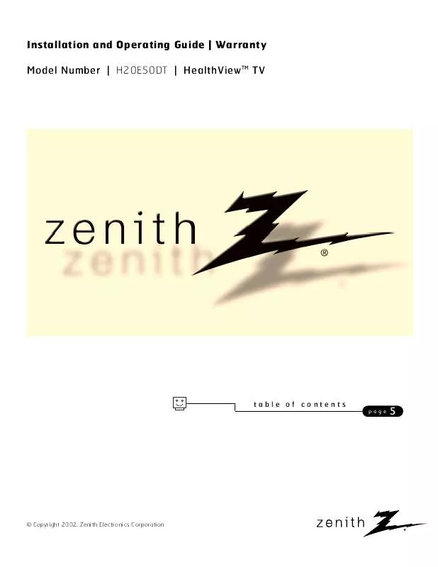 Mode d'emploi ZENITH H20E50DT