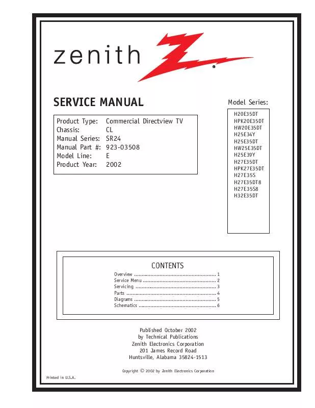 Mode d'emploi ZENITH H27E35S8