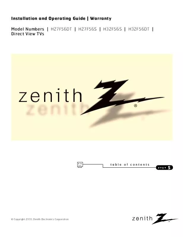 Mode d'emploi ZENITH H27F56S