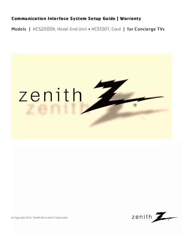 Mode d'emploi ZENITH HCS2000R