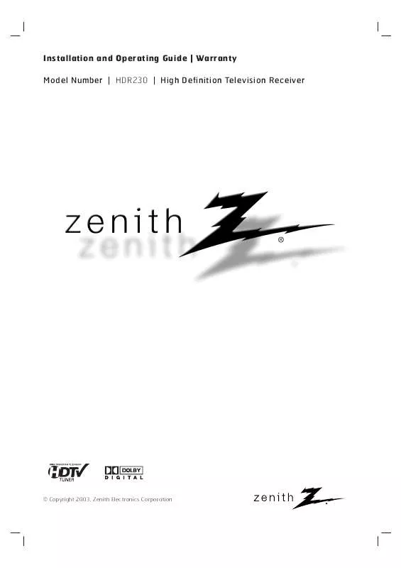 Mode d'emploi ZENITH HDR230