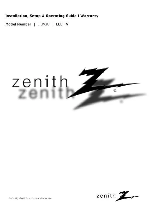 Mode d'emploi ZENITH L13V36
