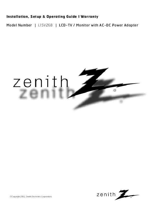 Mode d'emploi ZENITH L15V26B