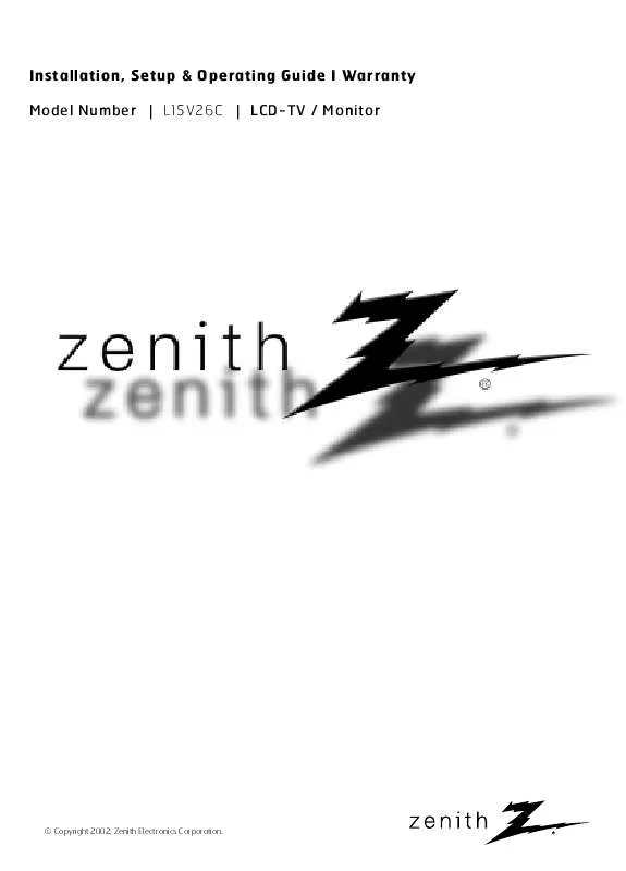 Mode d'emploi ZENITH L15V26C
