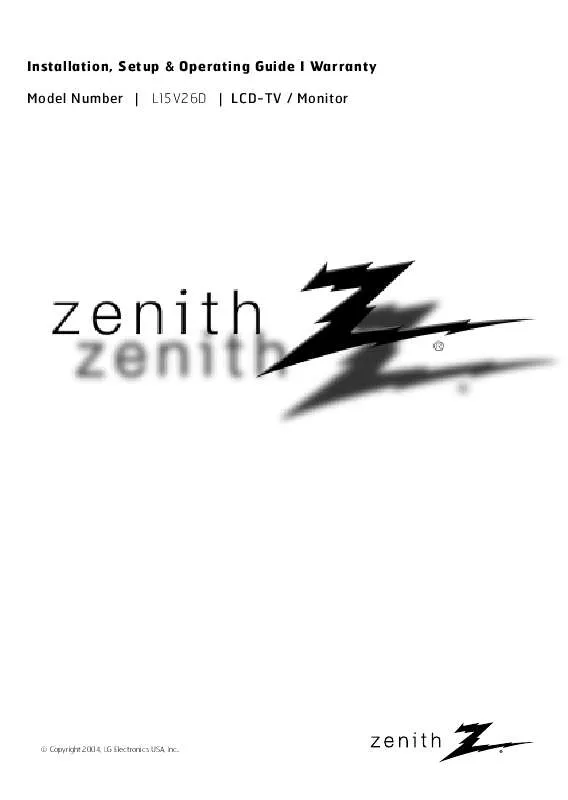 Mode d'emploi ZENITH L15V26D