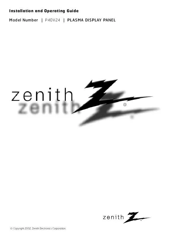 Mode d'emploi ZENITH P40V24