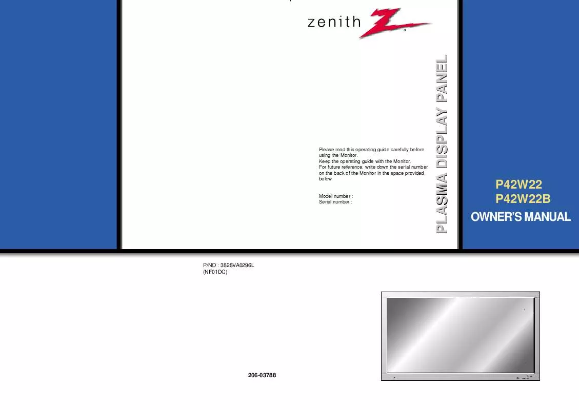 Mode d'emploi ZENITH P42W22B