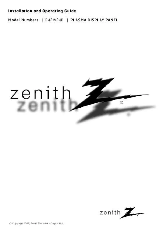 Mode d'emploi ZENITH P42W24B