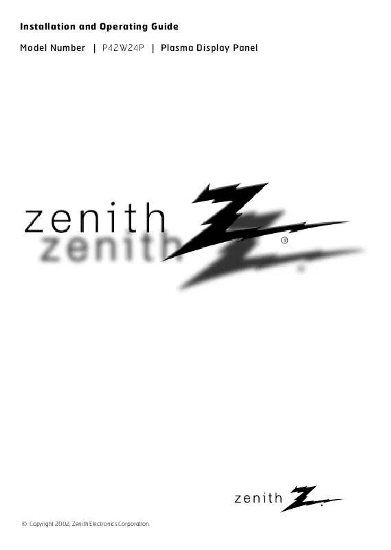 Mode d'emploi ZENITH P42W24P