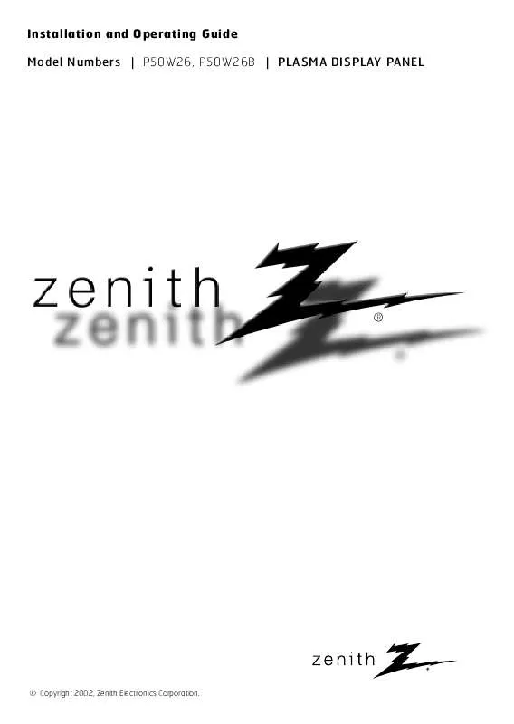 Mode d'emploi ZENITH P50W26B