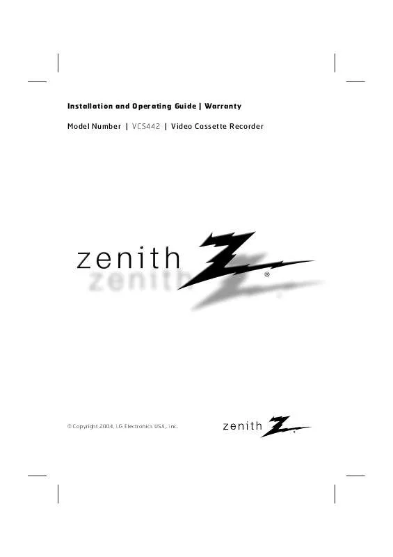Mode d'emploi ZENITH VCS442