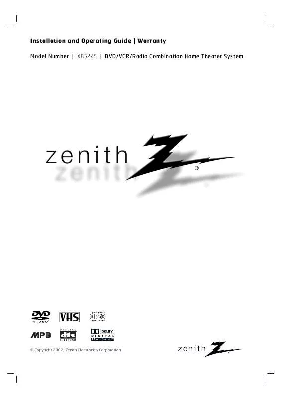 Mode d'emploi ZENITH XBS245