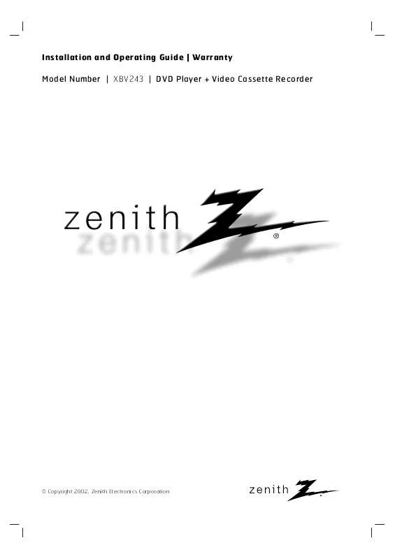 Mode d'emploi ZENITH XBV243