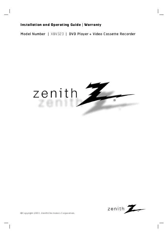 Mode d'emploi ZENITH XBV323
