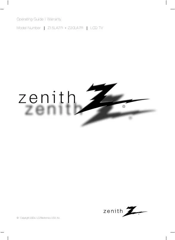 Mode d'emploi ZENITH Z15LA7R