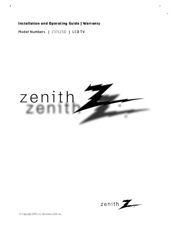 Mode d'emploi ZENITH Z37LZ5D