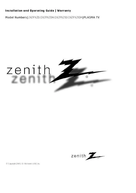Mode d'emploi ZENITH Z42PX2DH