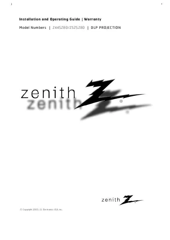 Mode d'emploi ZENITH Z44SZ80