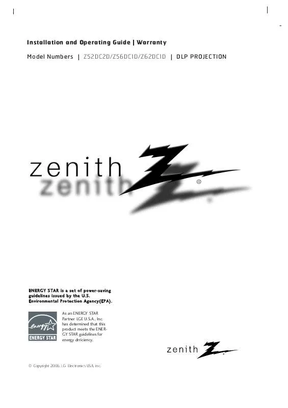 Mode d'emploi ZENITH Z62DC1D