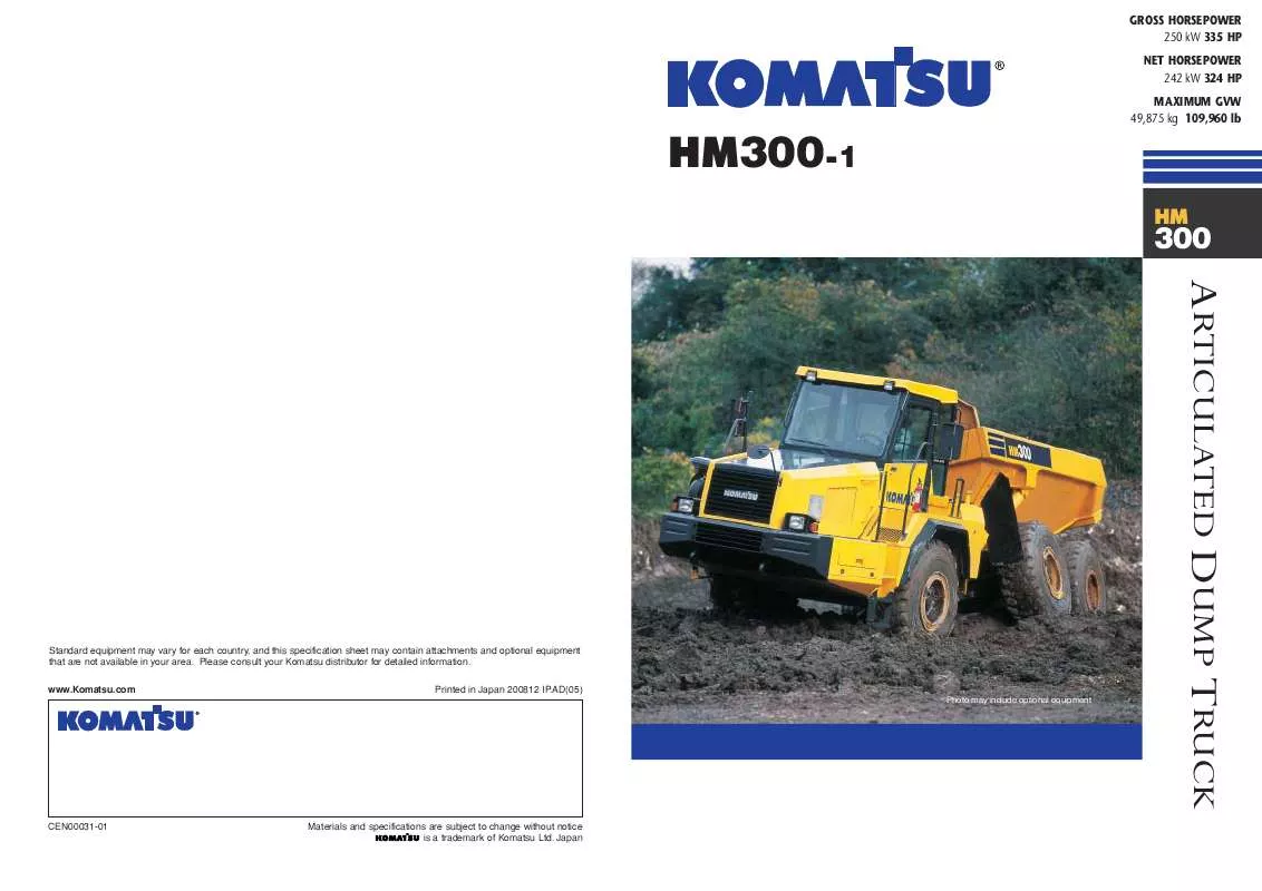 Mode d'emploi ZENOAH KOMATSU HM300-1