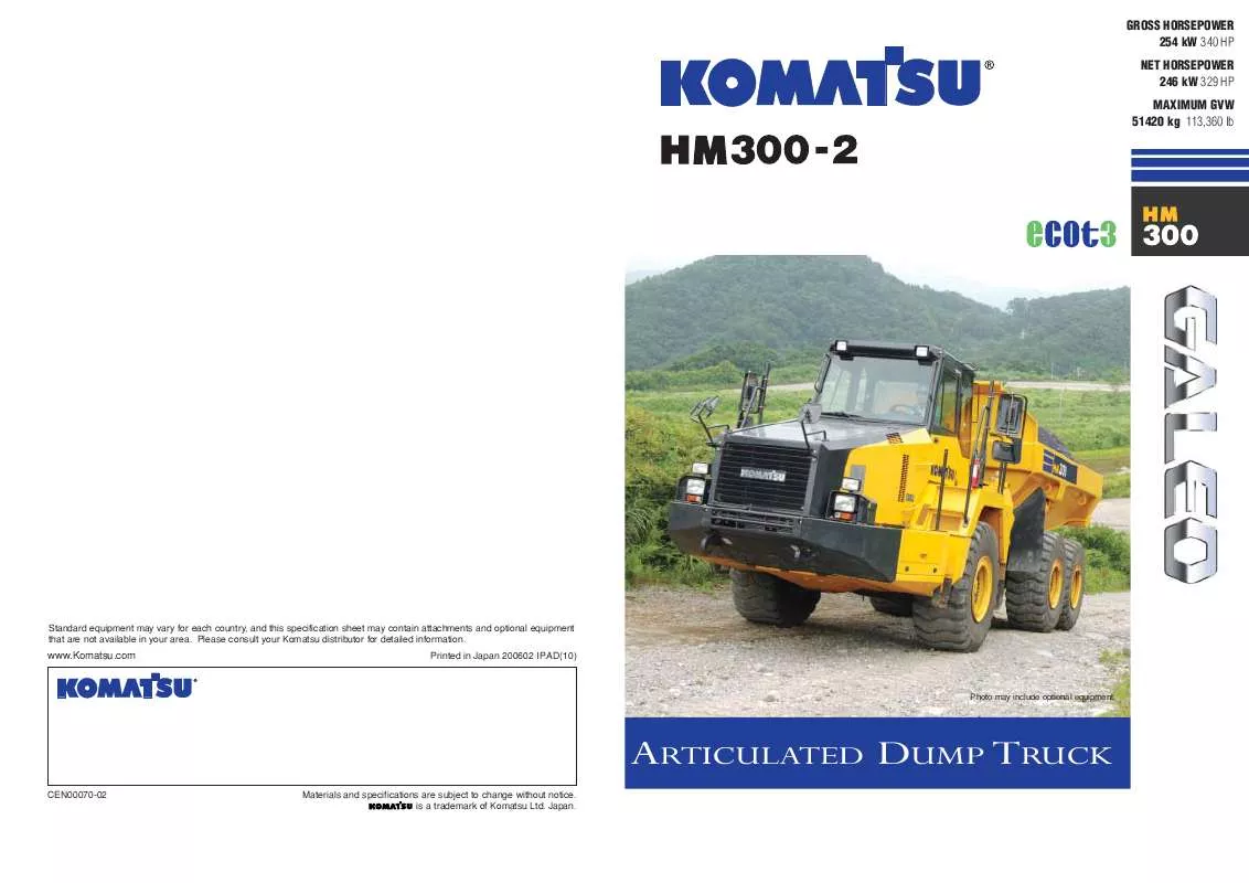 Mode d'emploi ZENOAH KOMATSU HM300-2
