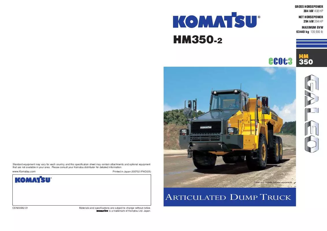 Mode d'emploi ZENOAH KOMATSU HM350-2