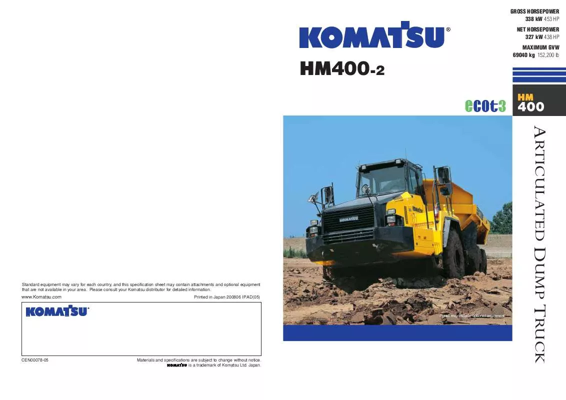 Mode d'emploi ZENOAH KOMATSU HM400-2