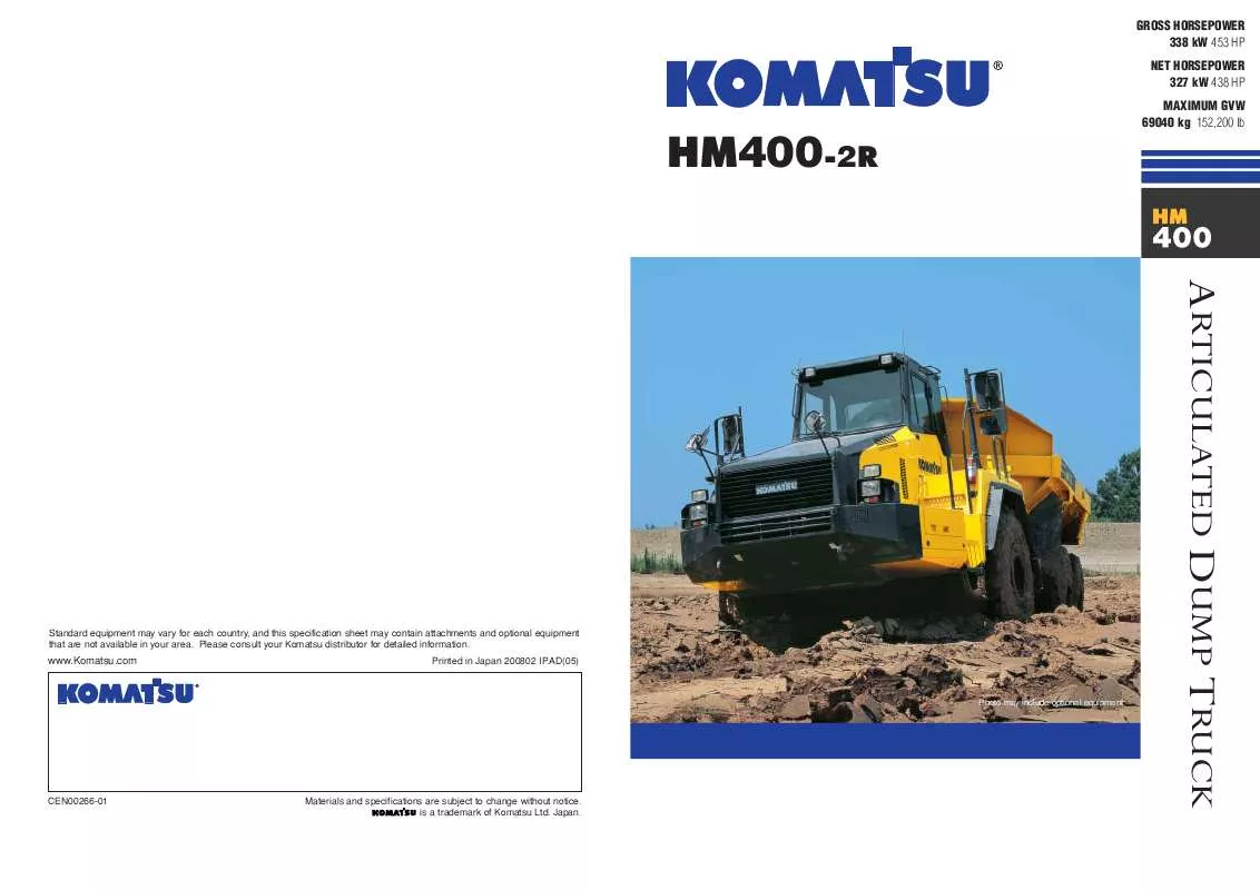 Mode d'emploi ZENOAH KOMATSU HM400-2R