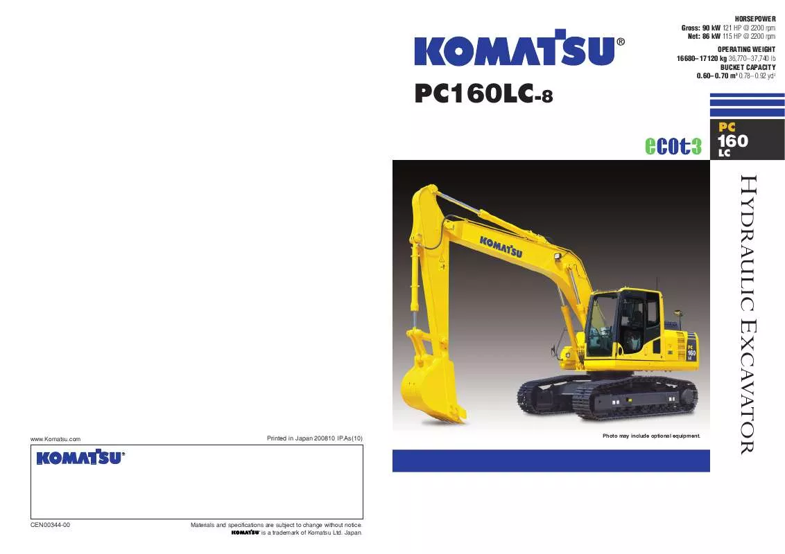 Mode d'emploi ZENOAH KOMATSU PC160LC-8