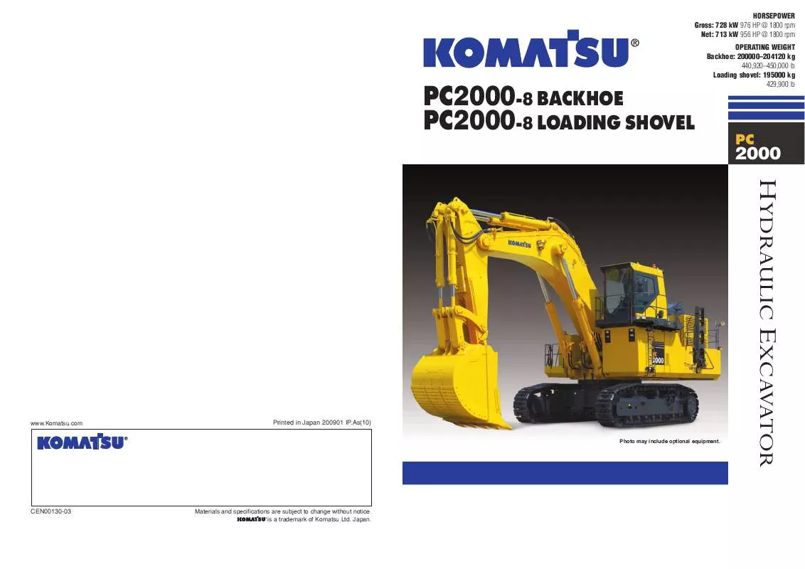 Mode d'emploi ZENOAH KOMATSU PC2000-8