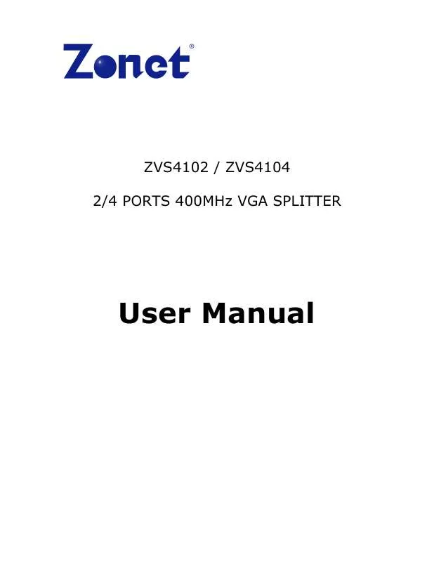 Mode d'emploi ZONET ZVS4102