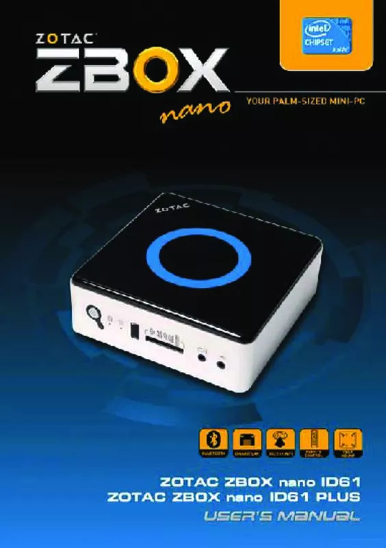 Mode d'emploi ZOTAC ZBOX NANO ID61 PLUS