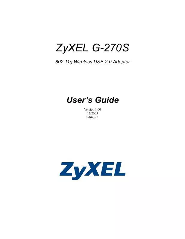 Mode d'emploi ZYXEL G-270S