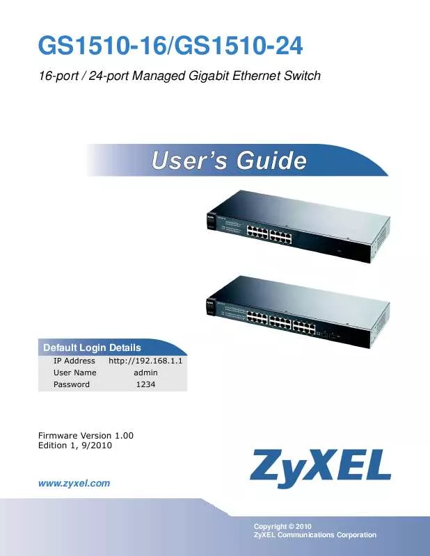 Mode d'emploi ZYXEL GS1510-16