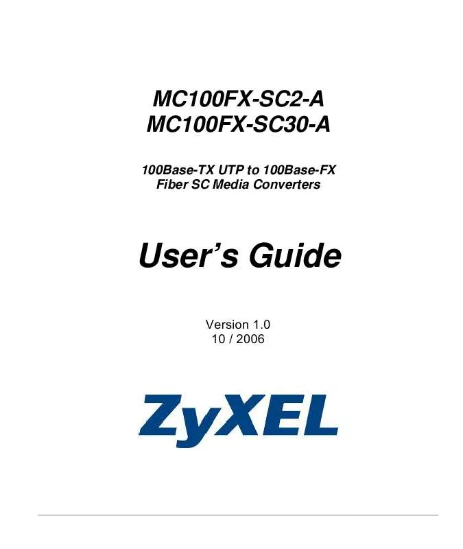 Mode d'emploi ZYXEL MC-100FX-SC2