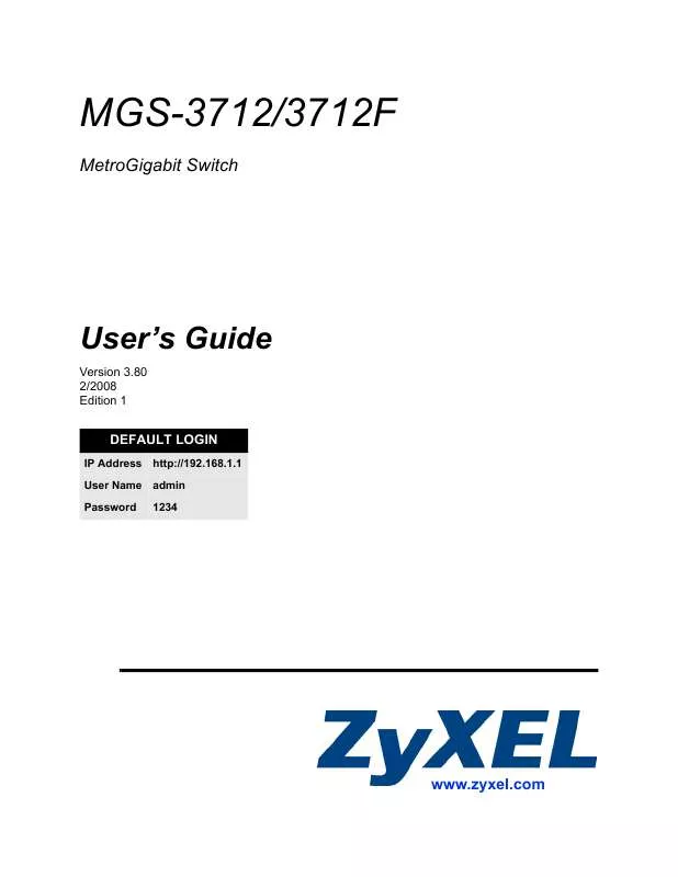 Mode d'emploi ZYXEL MGS-3712F
