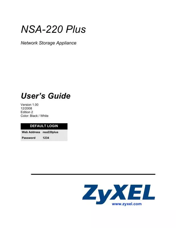 Mode d'emploi ZYXEL NSA-220 PLUS