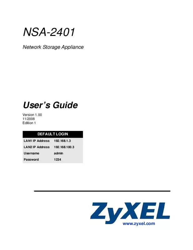 Mode d'emploi ZYXEL NSA-2401