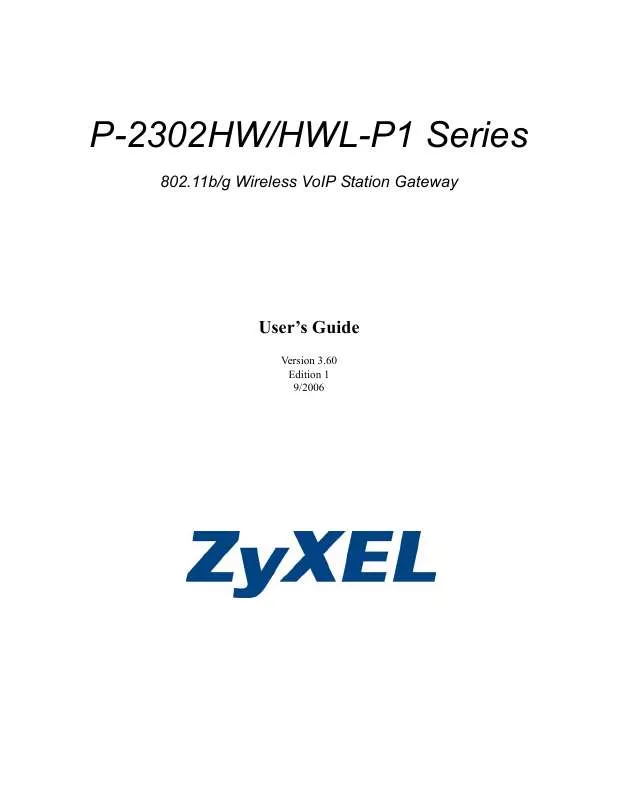 Mode d'emploi ZYXEL P-2302HWL-P1