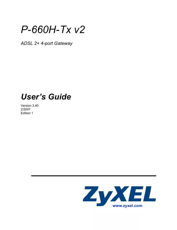 Mode d'emploi ZYXEL P-660H-TX V2