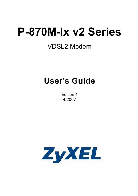 Mode d'emploi ZYXEL P-870M-IX V2